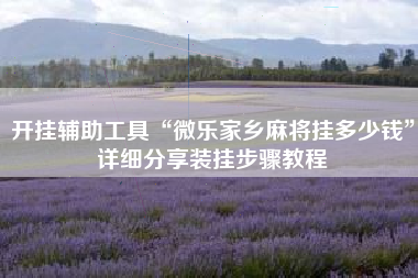 开挂辅助工具“微乐家乡麻将挂多少钱”详细分享装挂步骤教程