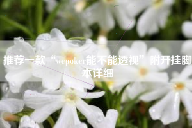 推荐一款“wepoker能不能透视”附开挂脚本详细