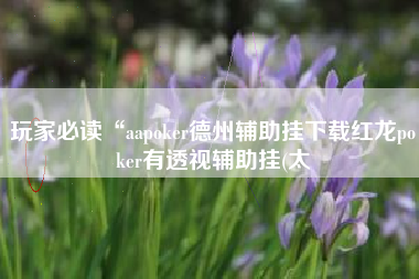 玩家必读“aapoker德州辅助挂下载红龙poker有透视辅助挂(太