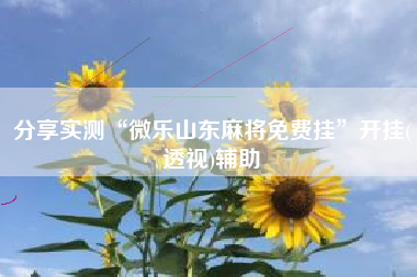 分享实测“微乐山东麻将免费挂”开挂(透视)辅助