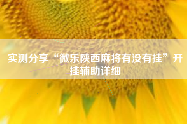 实测分享“微乐陕西麻将有没有挂”开挂辅助详细