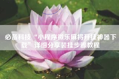 必备科技“小程序微乐麻将开挂神器下载	”详细分享装挂步骤教程