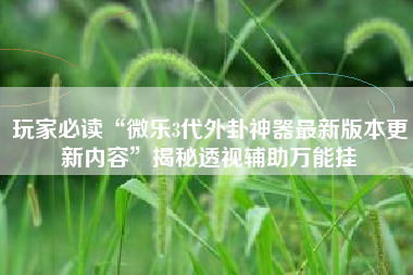 玩家必读“微乐3代外卦神器最新版本更新内容”揭秘透视辅助万能挂