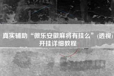 真实辅助“微乐安徽麻将有挂么”(透视)开挂详细教程