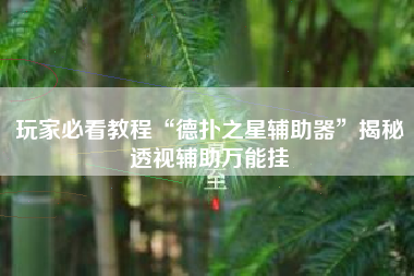 玩家必看教程“德扑之星辅助器”揭秘透视辅助万能挂