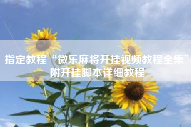 指定教程“微乐麻将开挂视频教程全集	”附开挂脚本详细教程