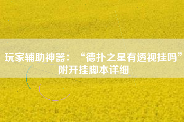 玩家辅助神器：“德扑之星有透视挂吗”附开挂脚本详细