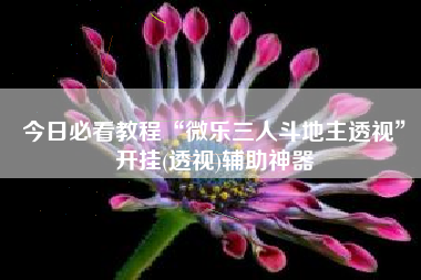 今日必看教程“微乐三人斗地主透视”开挂(透视)辅助神器