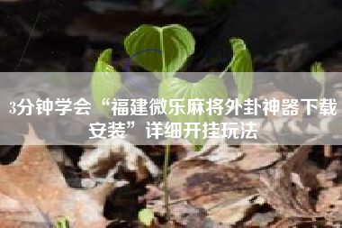 3分钟学会“福建微乐麻将外卦神器下载安装	”详细开挂玩法