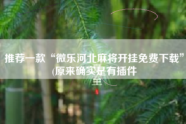 推荐一款“微乐河北麻将开挂免费下载	”(原来确实是有插件