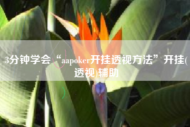 3分钟学会“aapoker开挂透视方法”开挂(透视)辅助