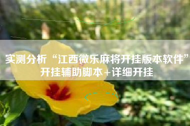 实测分析“江西微乐麻将开挂版本软件	”开挂辅助脚本+详细开挂