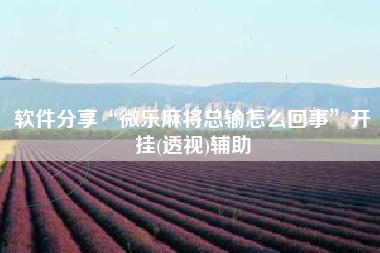 软件分享“微乐麻将总输怎么回事”开挂(透视)辅助