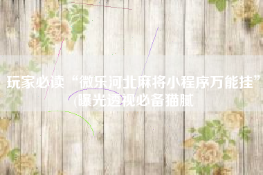 玩家必读“微乐河北麻将小程序万能挂”(曝光透视必备猫腻