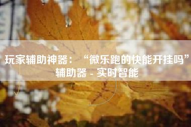 玩家辅助神器：“微乐跑的快能开挂吗	”辅助器 - 实时智能