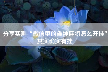 分享实测“微信里的雀神麻将怎么开挂”其实确实有挂