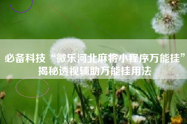 必备科技“微乐河北麻将小程序万能挂	”揭秘透视辅助万能挂用法