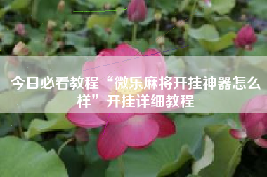 今日必看教程“微乐麻将开挂神器怎么样”开挂详细教程