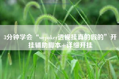3分钟学会“wepoker透视挂真的假的”开挂辅助脚本+详细开挂