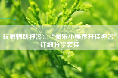 玩家辅助神器：“微乐小程序开挂神器”详细分享装挂