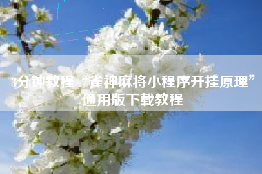 3分钟教程“雀神麻将小程序开挂原理”通用版下载教程