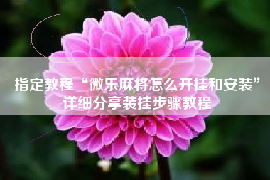 指定教程“微乐麻将怎么开挂和安装”详细分享装挂步骤教程