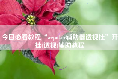 今日必看教程“wepoker辅助器透视挂”开挂(透视)辅助教程