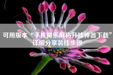 可用版本“手机微乐麻将开挂神器下载	”详细分享装挂步骤