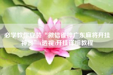 必学教你安装“微信雀神广东麻将开挂神器”(透视)开挂详细教程