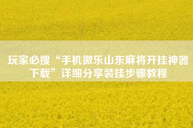 玩家必搜“手机微乐山东麻将开挂神器下载”详细分享装挂步骤教程