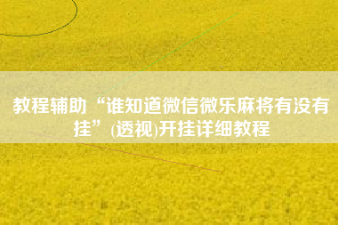 教程辅助“谁知道微信微乐麻将有没有挂”(透视)开挂详细教程