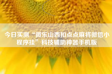 今日实测“微乐山西扣点点麻将微信小程序挂”科技辅助神器手机版