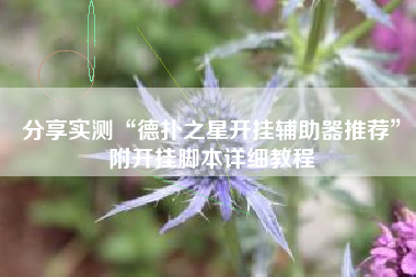 分享实测“德扑之星开挂辅助器推荐	”附开挂脚本详细教程