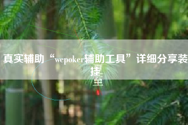真实辅助“wepoker辅助工具”详细分享装挂