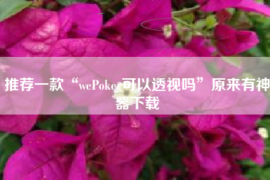 推荐一款“wePoker可以透视吗	”原来有神器下载