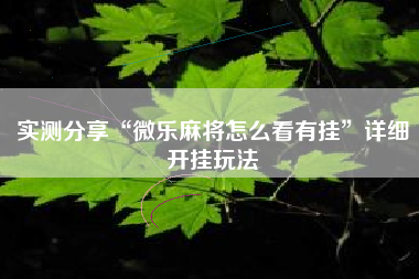 实测分享“微乐麻将怎么看有挂”详细开挂玩法