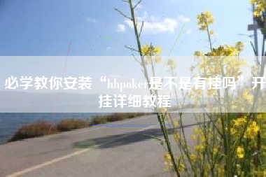必学教你安装“hhpoker是不是有挂吗	”开挂详细教程