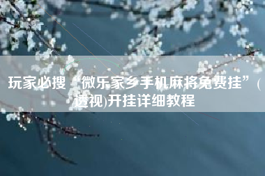 玩家必搜“微乐家乡手机麻将免费挂	”(透视)开挂详细教程