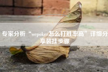 专家分析“wepoker怎么打胜率高”详细分享装挂步骤
