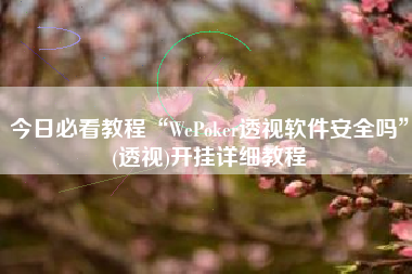 今日必看教程“WePoker透视软件安全吗”(透视)开挂详细教程