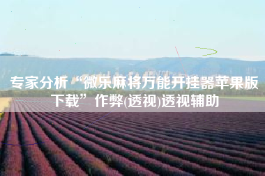 专家分析“微乐麻将万能开挂器苹果版下载	”作弊(透视)透视辅助