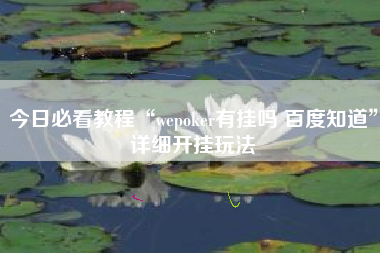 今日必看教程“wepoker有挂吗 百度知道	”详细开挂玩法