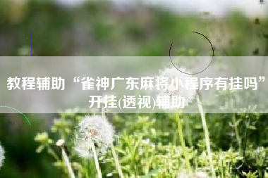 教程辅助“雀神广东麻将小程序有挂吗”开挂(透视)辅助