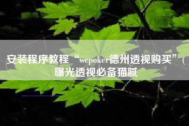 安装程序教程“wepoker德州透视购买	”(曝光透视必备猫腻