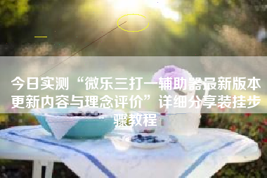 今日实测“微乐三打一辅助器最新版本更新内容与理念评价”详细分享装挂步骤教程