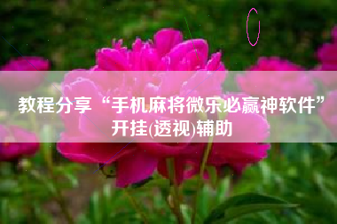教程分享“手机麻将微乐必赢神软件”开挂(透视)辅助