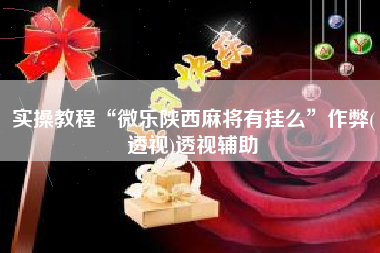 实操教程“微乐陕西麻将有挂么”作弊(透视)透视辅助