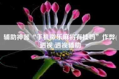 辅助神器“手机微乐麻将有挂吗”作弊(透视)透视辅助