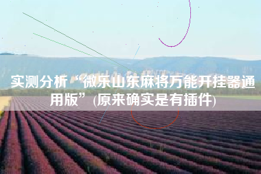 实测分析“微乐山东麻将万能开挂器通用版”(原来确实是有插件)