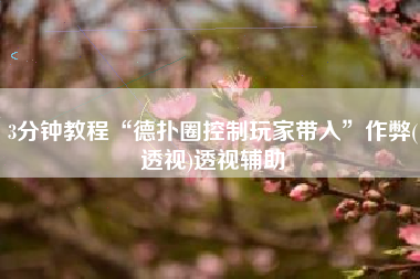 3分钟教程“德扑圈控制玩家带入”作弊(透视)透视辅助